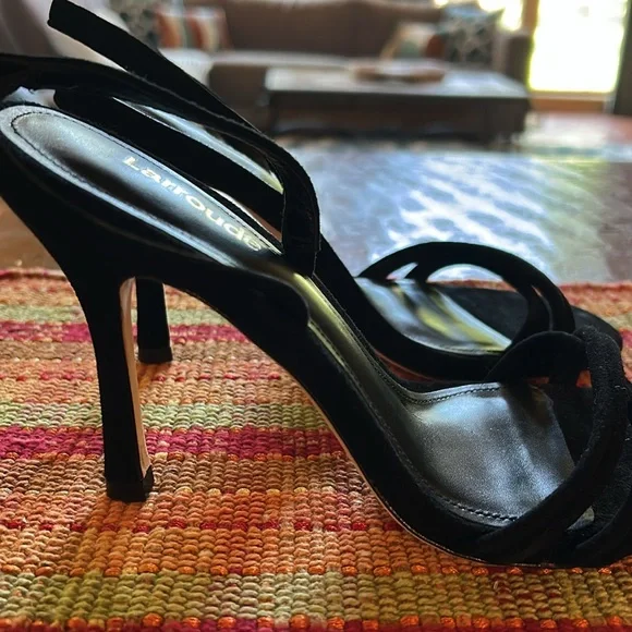 Larroude Annie Sandal in Black Suede - Picture 7 of 9